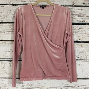 J.Crew Merchantile Velvet Wrap Top Long Sleeve